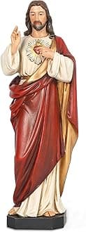 BC Catholic Sacred Heart of Jesus Statue, 10" H Jesus Christ Indoor Home Decr, Catholic Colletable Figurine, Religious Gift, Handpainted by Buildclassic