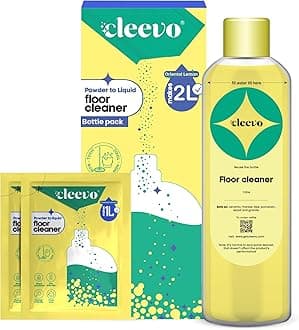 Cleevo Floor Cleaner Liquid (2L Bottle Pack) | 1 Pouch = 1L Natural Disinfectant Floor Cleaners for Mops | Chlorine-Free Surface Cleaner, Eco-Friendly All-Purpose Floor Cleaning Liquid (Zesty Lemon)