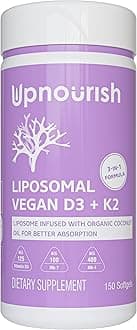 Liposomal Plant Based Vegan D3 5000 IU K2 500 mcg MK4 & MK7