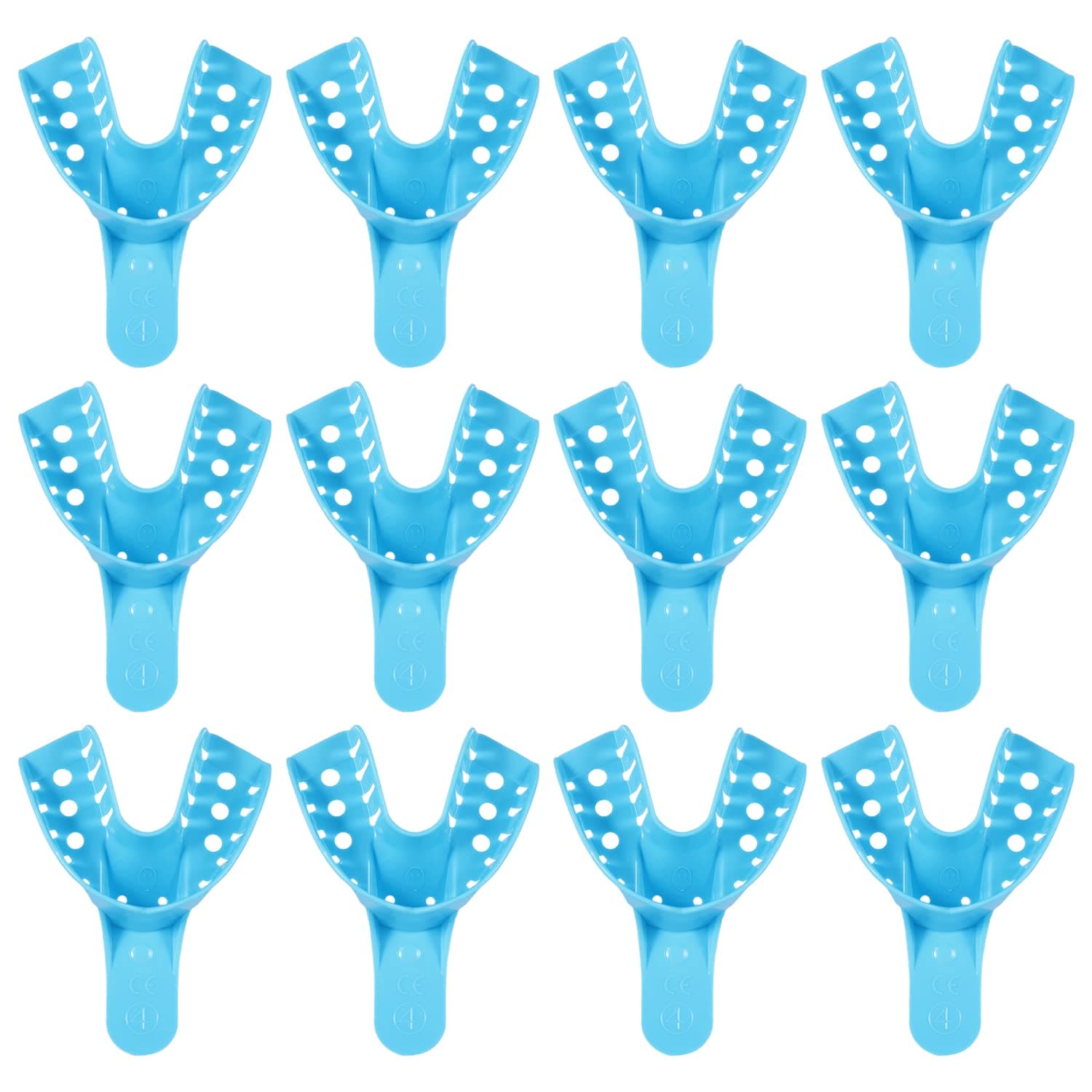 JMU Dental Impression Tray 12 Pcs, Perforated Disposable Impression Trays, 4 Medium Lower