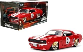 Toys Fast & Furious 1:24 1969 Chevy Camaro Die-Cast Model Car, Detailed Exterior, Authentic Movie Replica, Collectible Toy – Ages 8+, Red