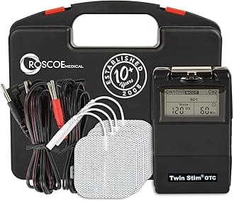 Roscoe Medical TENS Unit and EMS Muscle Stimulator - OTC TENS Machine for Back Pain Relief, Lower Back Pain Relief, Neck Pain, or Sciatica Pain Relief, Clinical Strength TENS 7000 Stim Machine