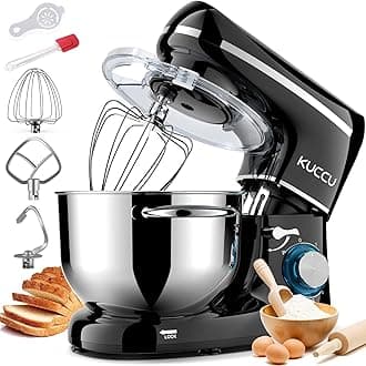 Stand Mixer, 6.5 Qt 660W, 6-Speed Tilt-Head Food Dough Mixer, Kitchen Electric Mixer with Stainless Steel Bowl,Dough Hook,Whisk, Beater, Egg white separator (6.5-QT, Black)