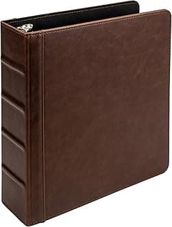 Samsill Vintage Leather Mini 3 Ring Binder 2 Inch Round Ring (Holds 425 Sheets), 5.5 x 8.5 Inch Documents, Professional Organizer, Planner, Notebook, Brown