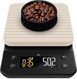 Greater Goods Coffee Scale with Timer – 0.1g Precision Digital Coffee & Espresso Scale for Pour-Over, Coffee Bean Weighing, Barista Brewing, Waterproof Cover, 3kg Capacity (Birch White)