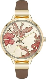 Nine WestWomen's Floral Dial Smooth Strap Watch
