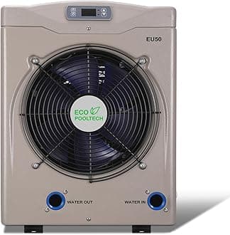 ECOPOOLTECH Max 16184BTU Above Ground Pool Heater, Up to 5000gallons Swimming Pool Heat Pumps, Fits 8/11/15 Foot Pools, Titanium Heat Exchanger, 5.62 COP, 110V/120V, EU50