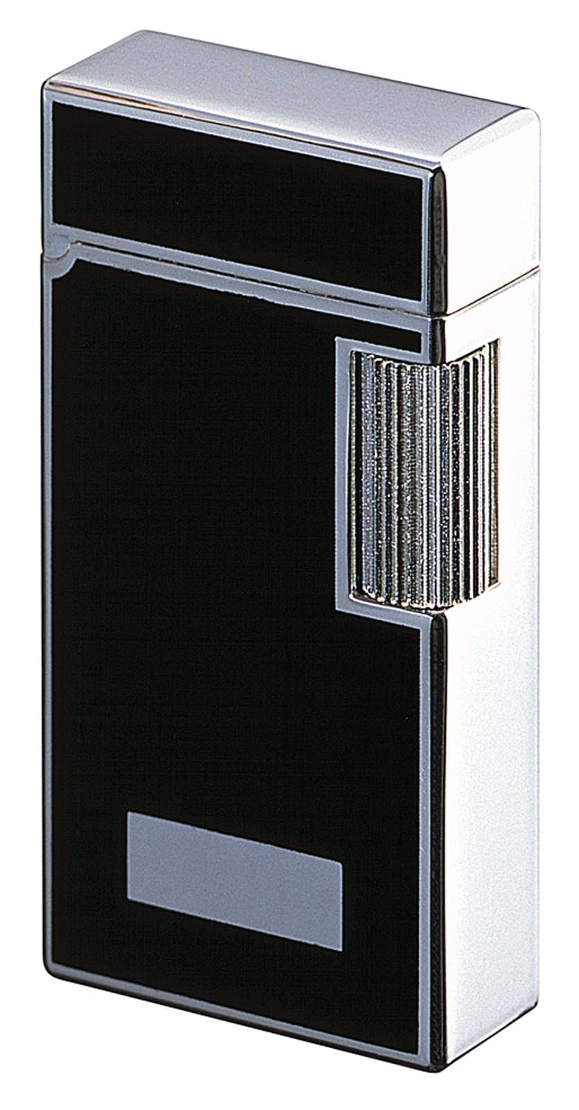 Flint Lighter SD1-37 Silver 2-Side Black Lacquer