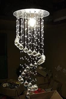 CRYSTA WORLD K9 Crystal Chandelier Modern Light Fixture(Warm White) (Design 9) L12/W12/H18