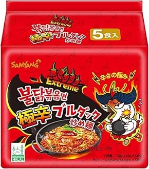 Samyang 2X Spicy Hot Chicken Flavor Ramen Fire Chicken (Buldak) Double Spicy, 5 X 140 grams