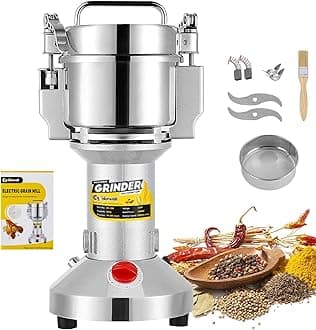 CGOLDENWALL Safety Upgraded Electric Grain Grinder Mill High-speed Dry Spice Herb Mill Grinding Machine with 1500W Commercial Motor Overload Protection CE 110V (300g Hand-held Type)