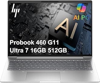 HP ProBook 460 G11 Business AI PC Laptop (16" FHD+, Intel 12-Core Ultra 7 155U, 16GB DDR5 RAM, 512GB SSD), HP Wolf Security, Backlit Numeric KB, 1080P FHD Webcam, Fingerprint, Ethernet, Win 11 Pro