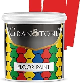 GRANOTONE Floor paint for cement floor and tiles, Polyurethane and Acrylic Polymer Based Concrete Sealer, Anti-Slip, Thick & Durable tile paint 1 L,SIGNAL RED