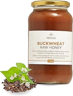 Earthbreath Buckwheat Raw Honey 1.4kg - Pure, Dark, Unpasteurised, Unfiltered and Natural Honey - Natural Healthy Sweetener for Cooking, Tea, Coffee, Milk, Juice, Hot and Cold Drinks