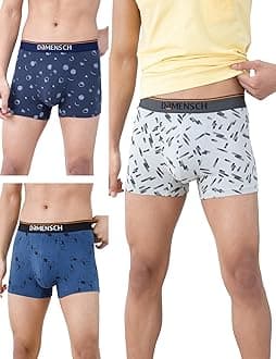DAMENSCHDeo-Cotton Printed Underwear for Men Combo Breathable Inner for Men Cotton Trunks for Men Pack No-Marks Waistband Mens Underwear Moisture Wicking Underwear Pack of 3