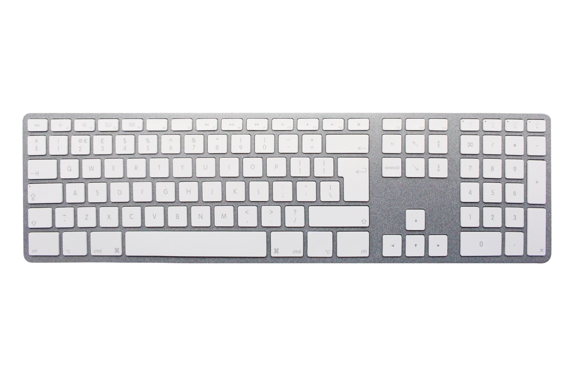 BLEUJOUR CTRL Bluetooth Keyboard for Apple PC/Notebook with White Keys and Aluminium Finish Numeric Keypad - Grey