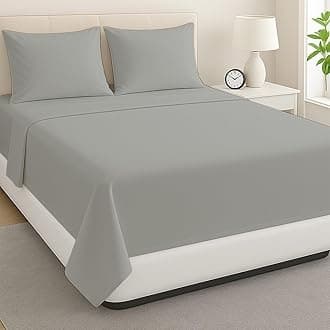 ARlinen Queen Waterbed Sheet Set - 4 Piece, 100% Cotton, 21 Inch Deep Pockets, Attached Design, Extra Soft Solid Light Grey Bed Sheets