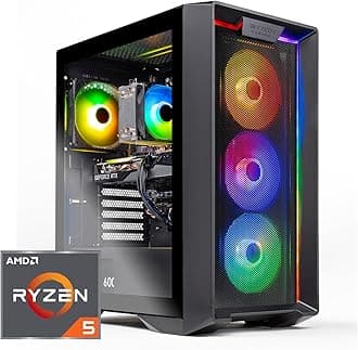 Skytech Nebula Gaming PC Desktop, Ryzen 5 5600 3.5 Ghz (4.4GHz Turbo Boost), NVIDIA RTX 3050 (6GB) 6GB GDDR6, 1TB SSD, 16GB DDR4 RAM 3200, 650W Gold PSU, Wi-Fi, Win 11 Home