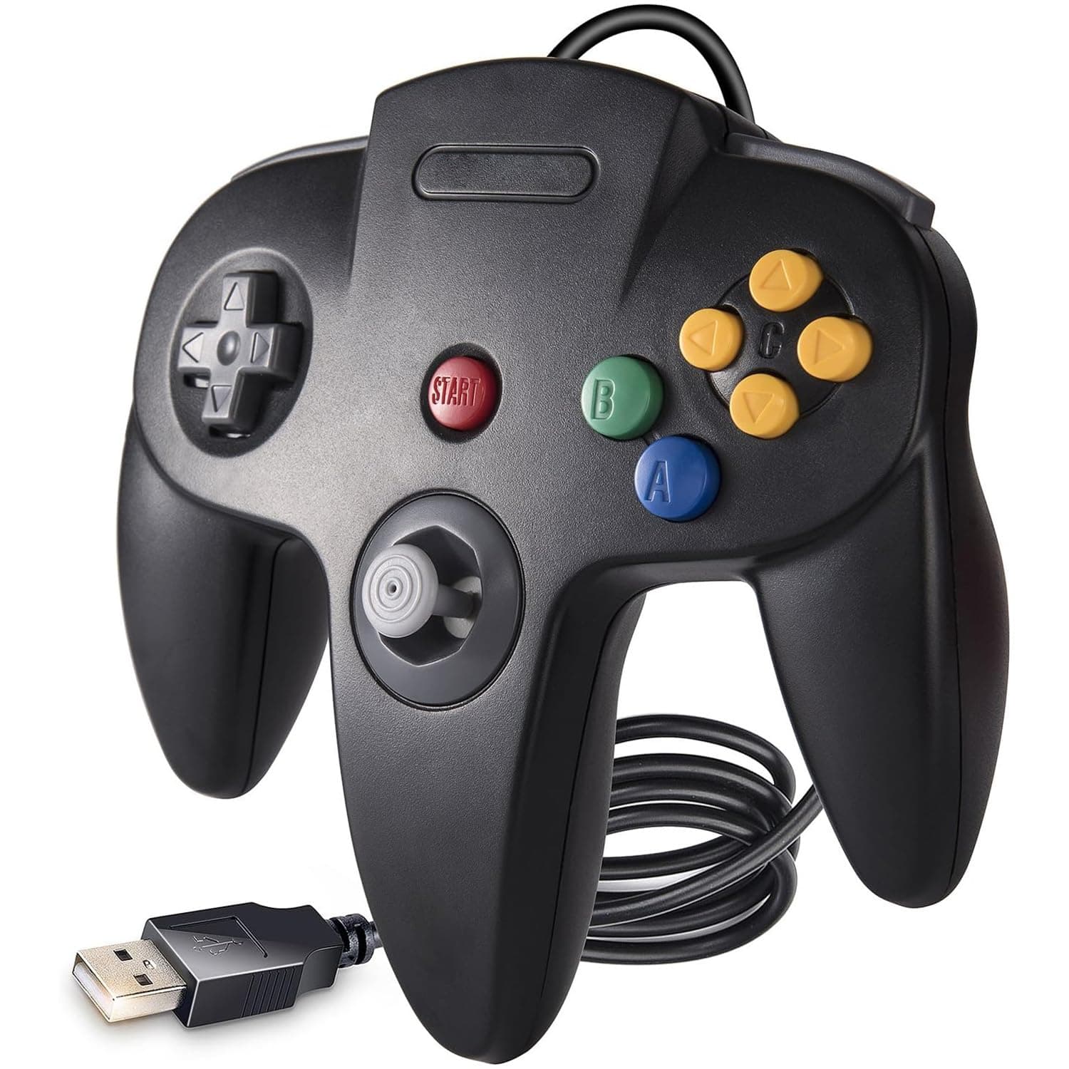 KIWITATA Classic N64 Controller, N64 Wired USB Controller Game Pad Joypad Controller for Windows XP 7 8 & MAC Raspberry Pi 3 Black