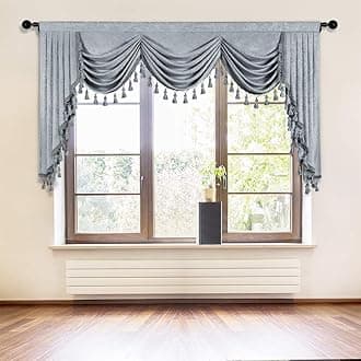 ELKCA Luxury Thick Chenille Window Curtains Valance for Living Room Silver Grey Waterfall Valance for Bedroom (Silver Grey, W79inch, 1 Panel)