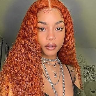 Ginger Orange Glueless Wigs Human Hair Pre Plucked Pre Cut 350# Curly Wigs Human Hair for Beginners 4x4 Deep Wave Lace Closure Glueless Wigs for Black Women 18 Inch