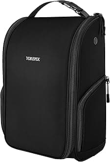 Golf Shoe Bag, Golf Accessories Bag with 3 Pockets for Socks, Tees, Balls, Designed with a Buckle Top Carry Handle, Zippered Sport Shoe Carrier Bags with Ventilation, Golf Gifts for Men, Black