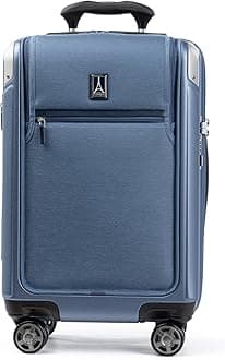Travelpro Platinum Elite Hardside Expandable Spinner Wheel Luggage TSA Lock Hard Shell Polycarbonate Suitcase, Dark Sky Blue, Carry-on with Laptop Pocket 21-Inch, Platinum Elite Hardside Expandable