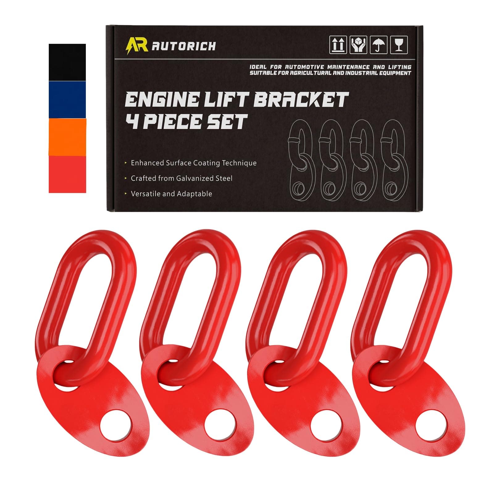 7100 Lifting Bracket Set for Engine - 4 Heavy-Duty Engine Lift Bracket 5500 Lb Capacity, Engine Support Bar for Lifting Slings and Load Levelers, Red