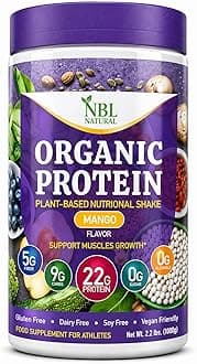 – Plant Based Organic Protein Powder, Vegan Protein Powder for Men & Women, 22G Protein Per Serving, Non-Dairy, Gluten Free, Lactose Free, No Sugar Added, Mango, 2.2 lb, 25 Servings