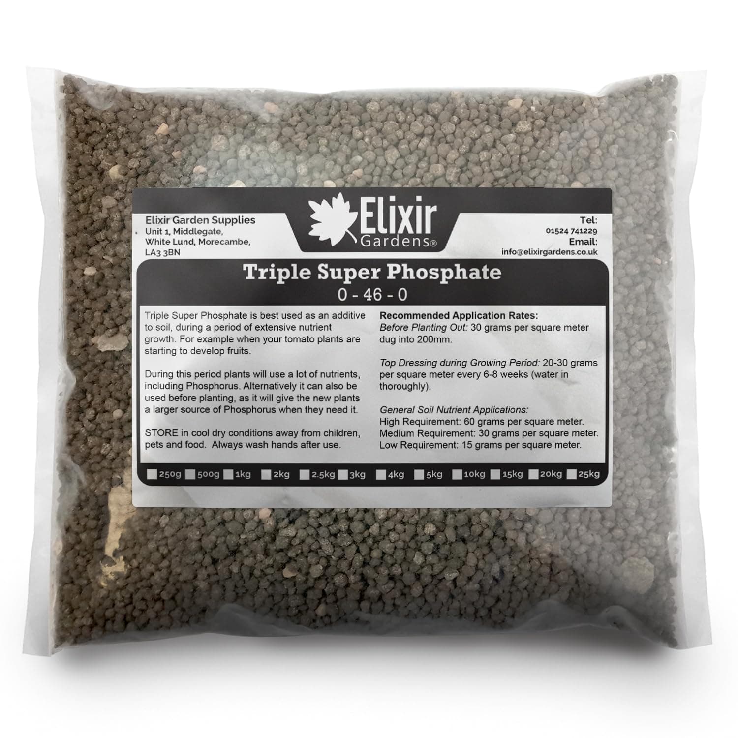 Elixir Gardens Triple Super Phosphate Fruit, Root, Vegetable & Flower Ripening Fertiliser | 2.5kg Bag | N.P.K. 0.46-0