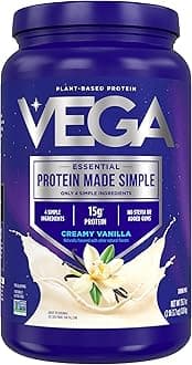 Vega Protein Made Simple Protein Powder, Vanilla - Stevia Free, Vegan, Plant Based, Healthy, Gluten Free, Pea Protein for Women and Men, 2.2 lbs (Packaging May Vary) (Pack of 1)