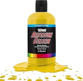 Opaque Bright Yellow Acrylic Special Effects Airbrush Paint - 8oz Ready to Spray Air Brush Paint for Nails, Models, Fabric - Water-Based Air Brush Painting