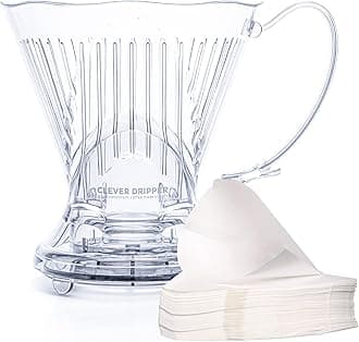 Clever Coffee Dripper and Filters, Large 18 oz, Original Classic Design, Safe BPA Free Plastic, dripper coffee maker, drip coffee maker pour over, 100 filters, coaster and lid, 18 oz (Clear)