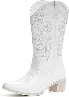 IXU Wide Calf Cowboy Boots For Women Pointy Toe Women's Western Boots Cowgirl Boots Mid Calf Boots