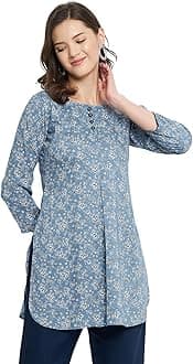 Tissu Kurti Ladies Rayon Blue and White Floral Print