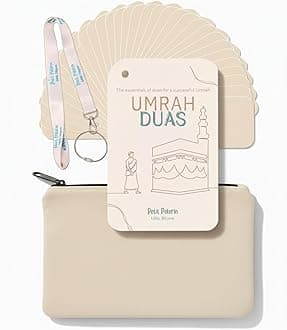 UMRAH DUA Cards with INVOCATIONS for MECCA & Medina, Waterproof Cards, Step-by-Step Guide, Lanyard &Transport Pouch, Complete Support to Successfully Complete Your UMRAH with Peace of Mind