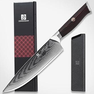 Chef Knife,8inch Damascus knife,67-Layer High Carbon Stainless Steel Kitchen Knife,Professiona Sharp Cutting Knives with Ergonomic G10 Red Black Handle,Gift Box for Home and Kitchen Birthday Gift