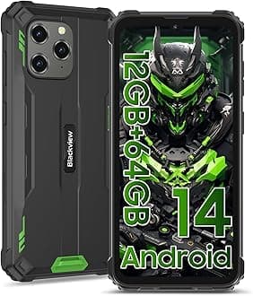 Blackview Rugged Phone 2025, BV5300Pro 12GB+64GB/256GB SD Android 14 Waterproo Phones, 6580mAh, 13MP+8MP Camera, 6.1'' HD+ Display, 4G Dual SIM Phones Free Unlocked Face ID/NFC/OTG, UK Version
