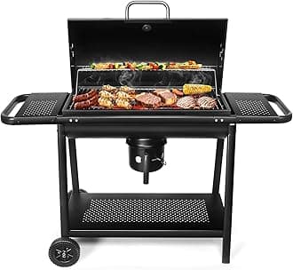 Barrel BBQ Charcoal Smoker And Grills: Large Oil Drum Barbeque Grill For Outdoor Garden Cooking