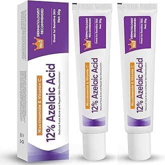 Azelaic Acid Serum, Booster 12% Azelaic Acid Cream, Niacinamide & Vitamin C for Face, Facial Cream, Balance 𝗘𝘅𝗰𝗲𝘀𝘀 𝗦𝗲𝗯𝘂𝗺,Smoothing Skin and Blemish,Pore Cleansing 2pcs