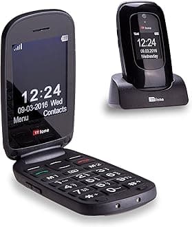 TTfone Lunar TT750 Big Button Simple Easy Clamshell Unlocked Flip Mobile Phone - Black