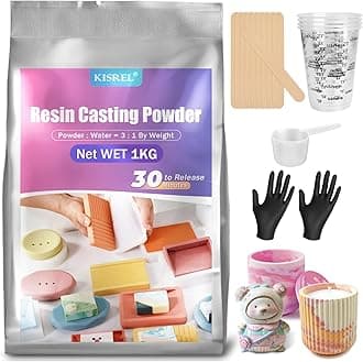 Resin Casting Powder 1000g, Fast Curing Casting Resin Kit for Beginners, 20~30 Minutes Demold, Water Activated Plaster Powder for Craft Casting, Easy Mixing and Self Leveling