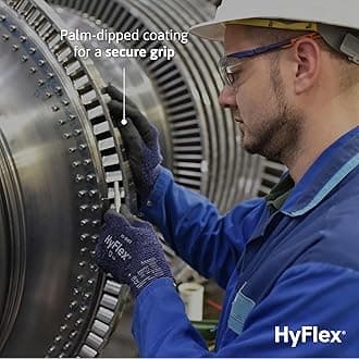 Ansell HyFlex 11-561 Mechanical Ultra-Light Work Gloves for Automotive, Machinery, Metal Fabrication, Mining, Oil, and Gas, Size 8, Blue (Pack of 1)