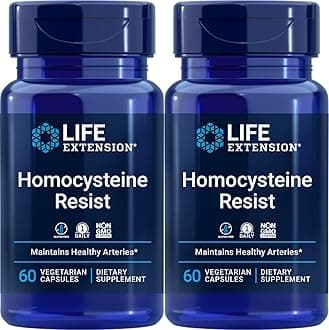 Homocysteine Resist, 60 Vegetarian Capsules (Pack of 2) Vitamin B2, B6 & B12 + Folate - Once-Daily, Non-GMO, Gluten-Free