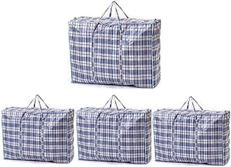 HOMEBAY® Strong Extra Large Laundry Bags with Zips 170L | Pack of 4 | XXL Reusable & Waterproof Storage & Moving Bags With Zipper Top