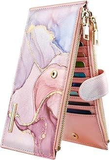 Large Capacity Wallet for Women RFID Blocking Card Organizer Bifold Wallet for Women with Zipper Pocket