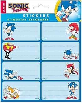 Erik Pack of 16 Self-Adhesive Labels - 8 x 4 cm, Sonic The Hedgehog, School & Christmas Labels, Notebook & Pocket