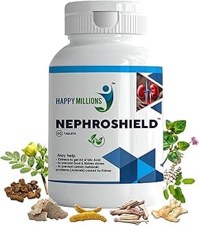 HappyMillions Nephroshield Kidney Detoxify Health Supplement 60 Tablets | May help with Stones, Gout, Uric Acid and Kidney Health