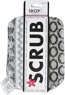 Skoy Scrub Dish Scrubber Reusable Scratch Resistant Kitchen Household Eco-Friendly Dishwasher Safe Solid Color Pack of 2