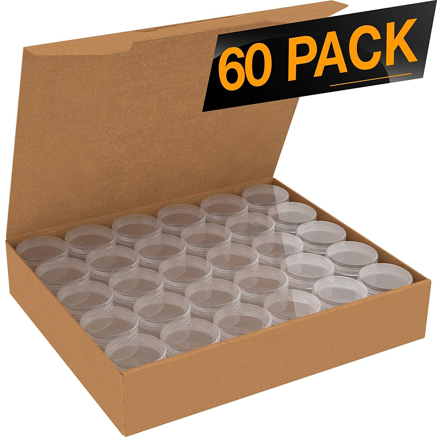 Nylea 60 Pack - Clear Empty Refillable Plastic Pot Jars Lipstick Container Lip Balm Holder Cosmetic Containers - 5 Gram